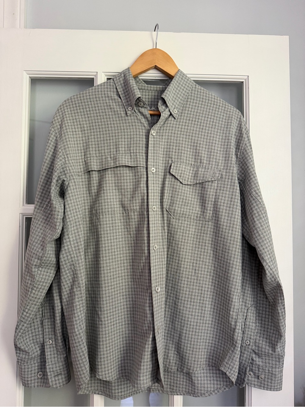 Huk Light Gray Check Button-Down Shirt